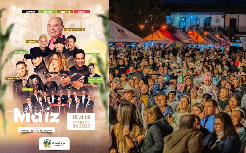 Artistas que se presentarán en Sonsón en las Fiestas del Maíz 2025